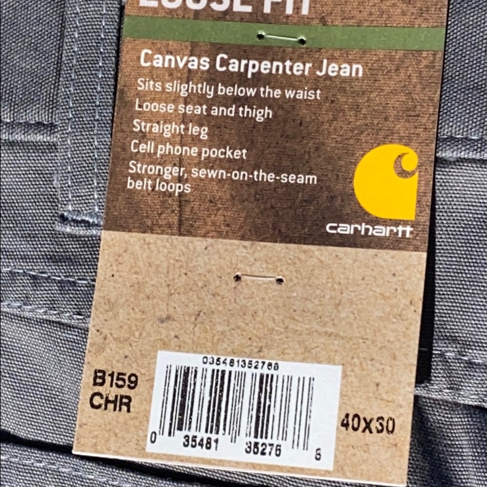 NWT Carhartt 40x 30 Carpenter Pants Gray - Picture 10 of 10